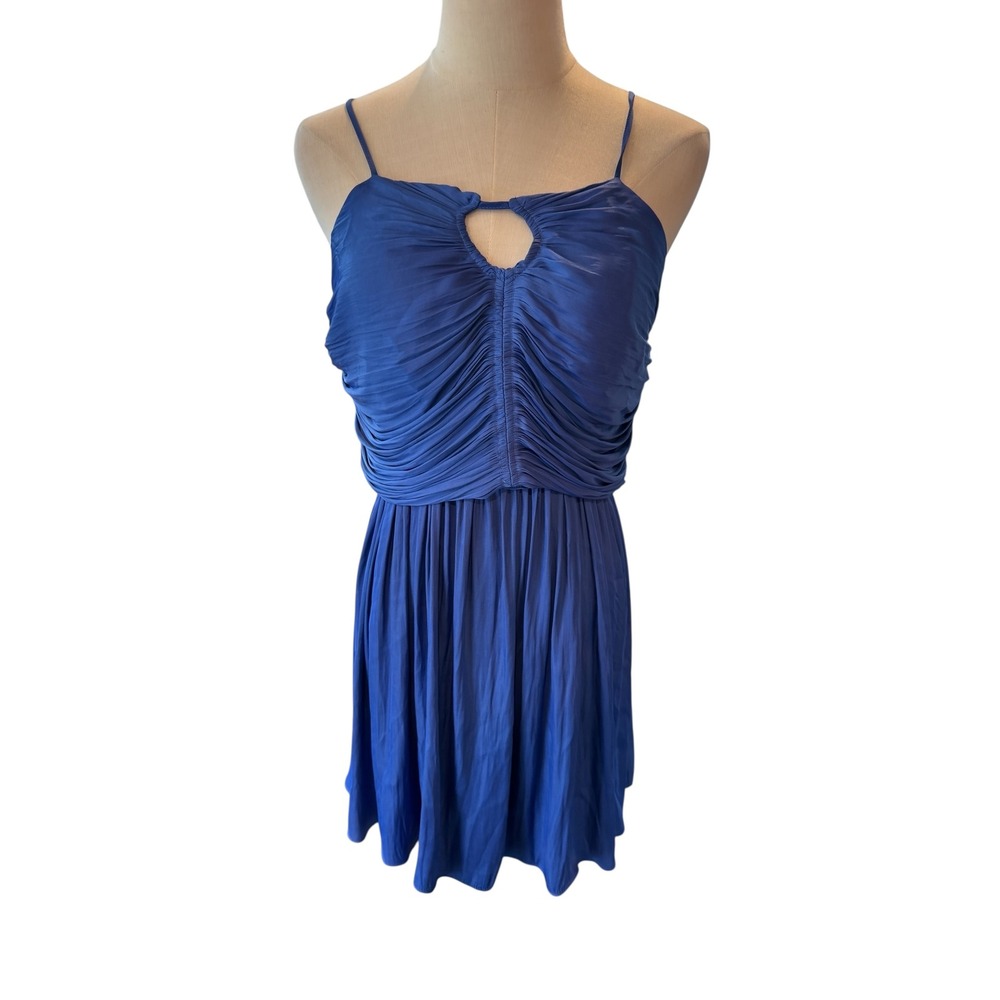 House of Harlow 1960 Blue Ruched Keyhole Mini Dress Size M Cobalt Sleeveless